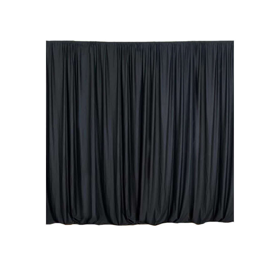 2 Pack Black Scuba Polyester Event Curtain Drapes, Durable Flame Resistant Backdrop Event Panels Wrinkle Free with Rod Pockets - 10ftx10ft