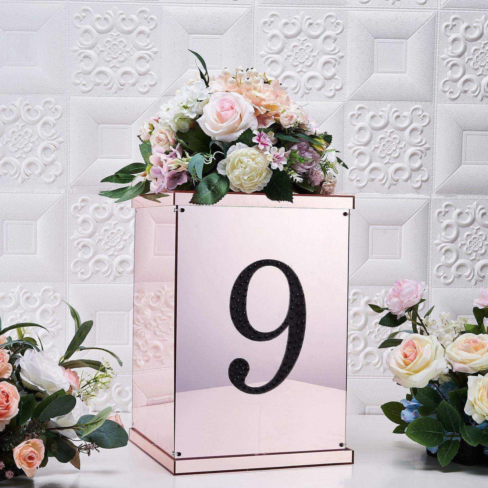 Decorative Rhinestone Number "9" Stickers, Glitter Adhesive Craft Numbers Black DIY Sparkle Embellishments 8"