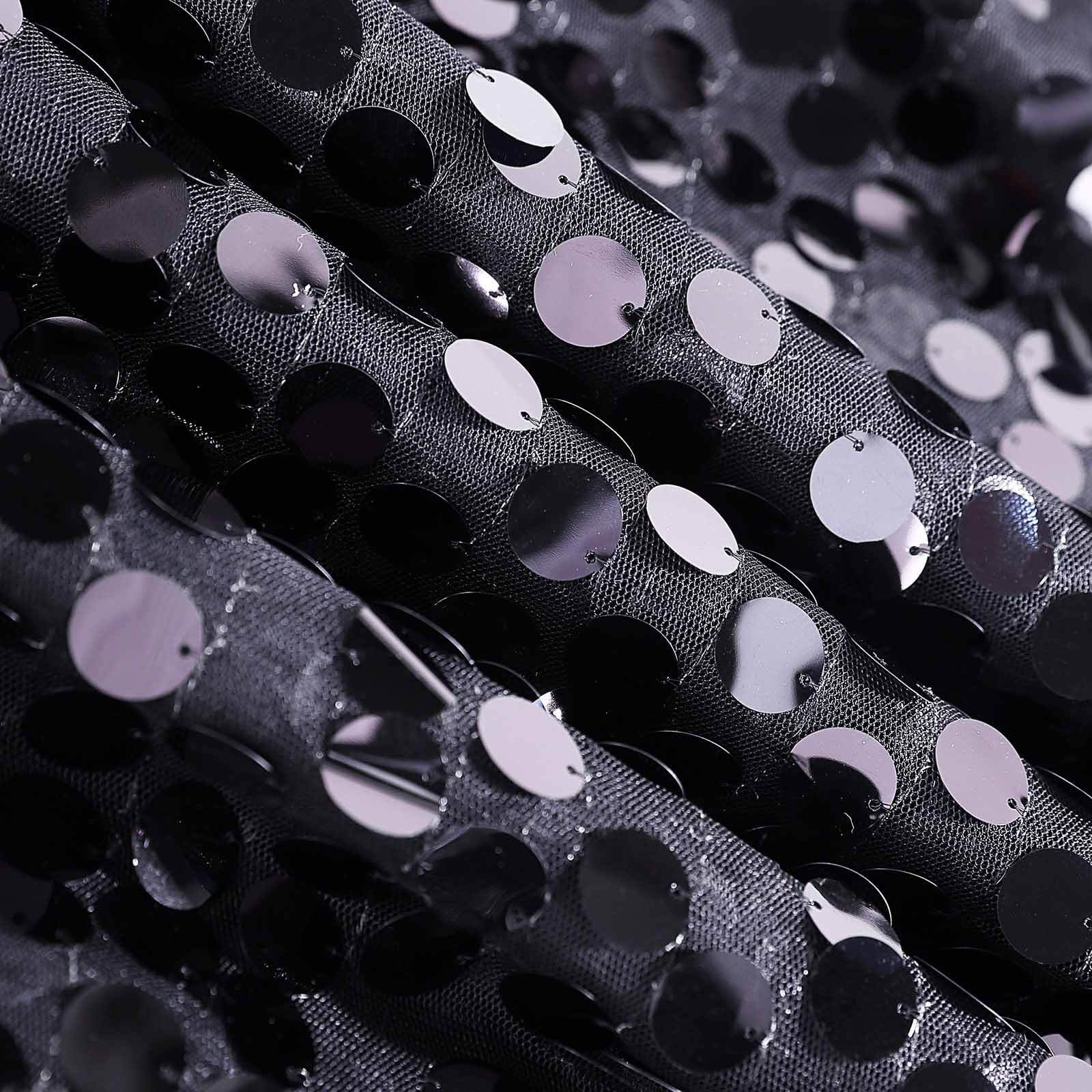 8ftx8ft Black Big Payette Sequin Event Curtain Drapes, Backdrop Event Panel