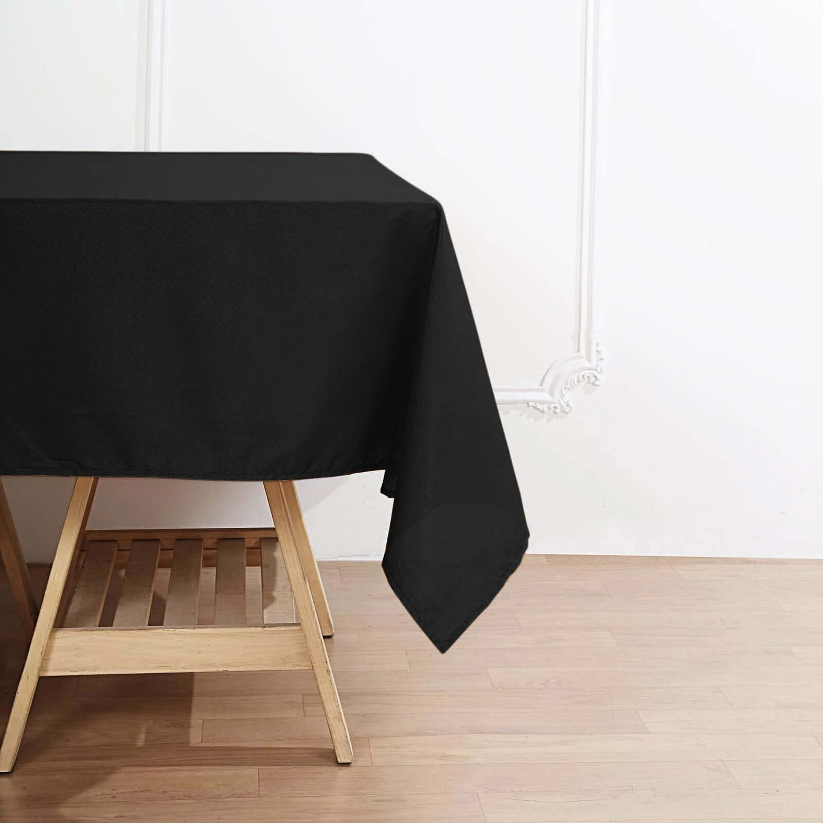 Premium Polyester 70"x70" Table Overlay Square Tablecloth Black 220GSM Wrinkle-Resistant Table Cover