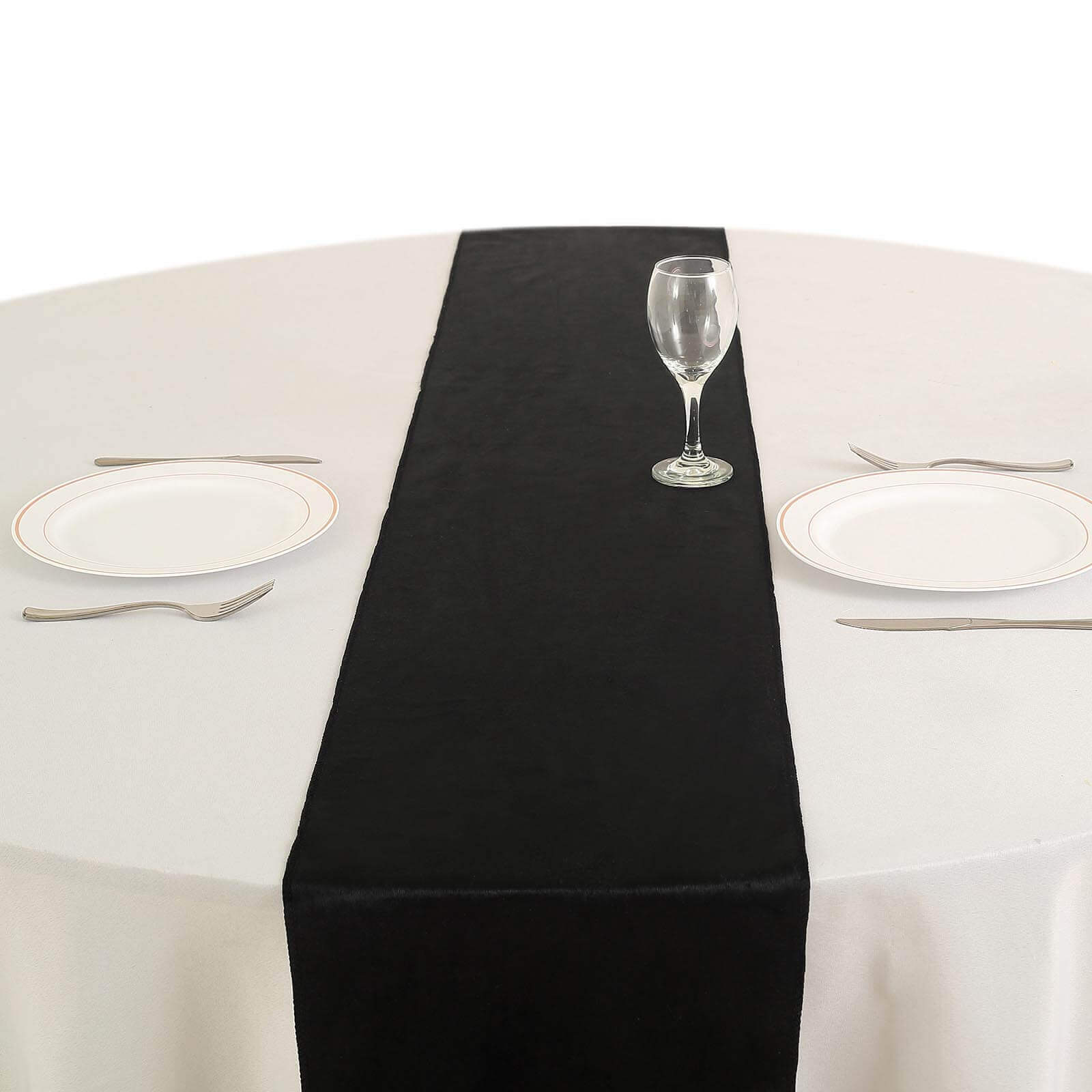 Premium Velvet 12"x108" Table Runner Black - Sheen Finish Reusable Table Decor