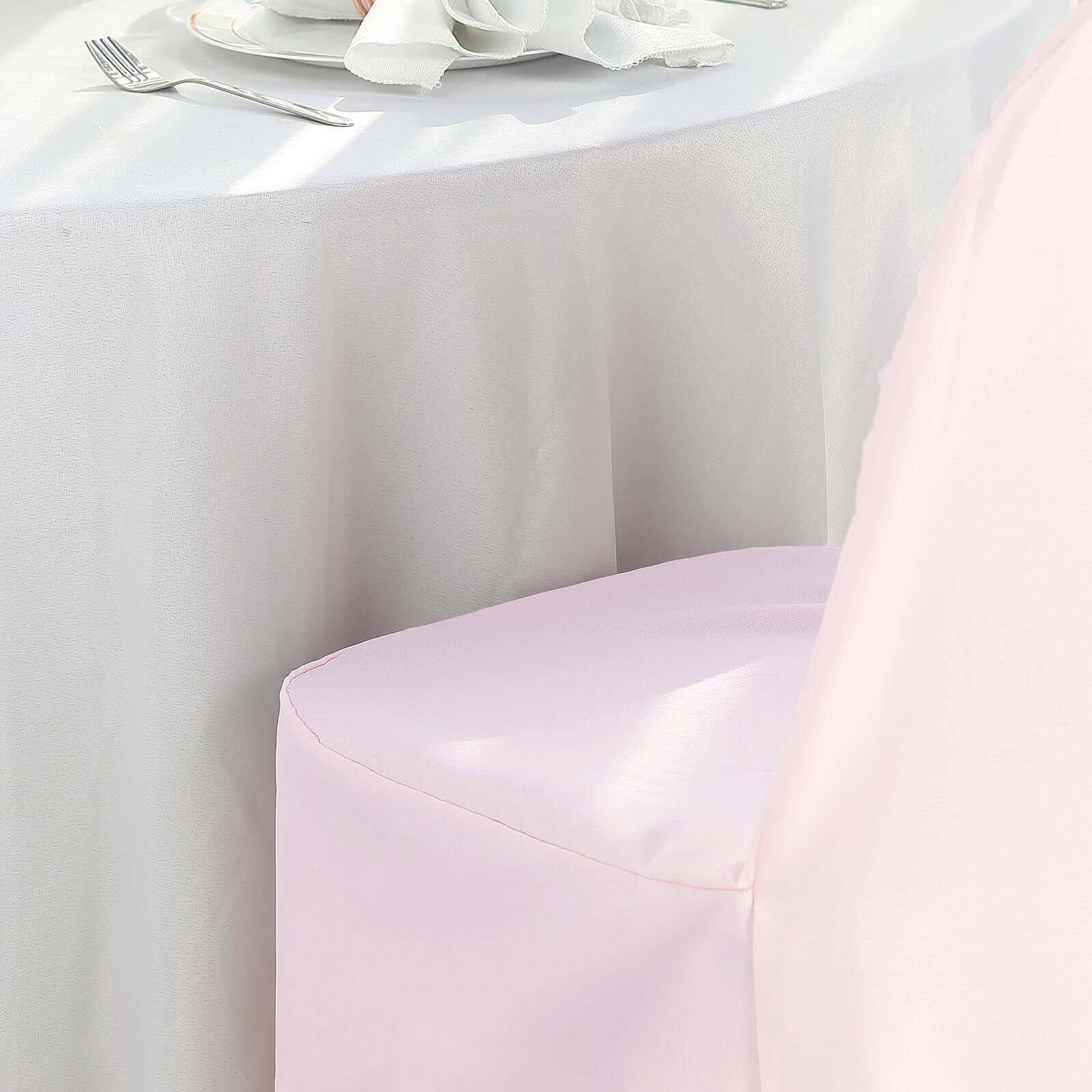 Polyester Slip On Banquet Chair Covers Blush - Stain-Resistant Reusable Durable Fabric