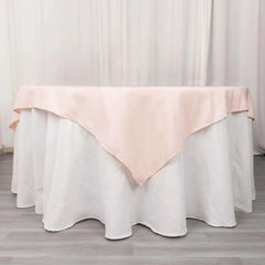 Premium Polyester 70"x70" Table Overlay Square Tablecloth Blush 220GSM Wrinkle-Resistant Table Cover