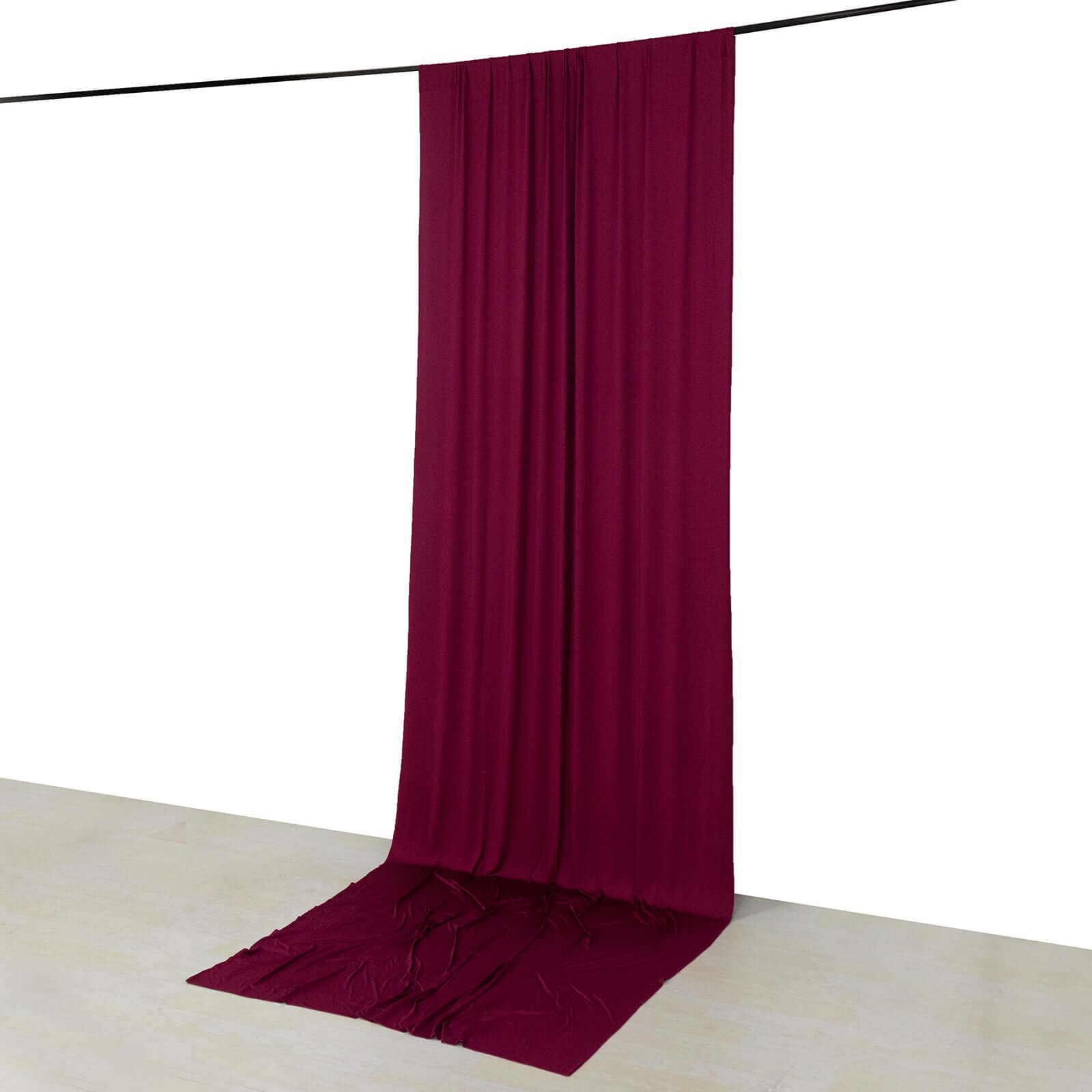 Burgundy 4-Way Stretch Spandex Event Curtain Drapes, Wrinkle Free Backdrop Event Panel with Rod Pockets - 5ftx14ft