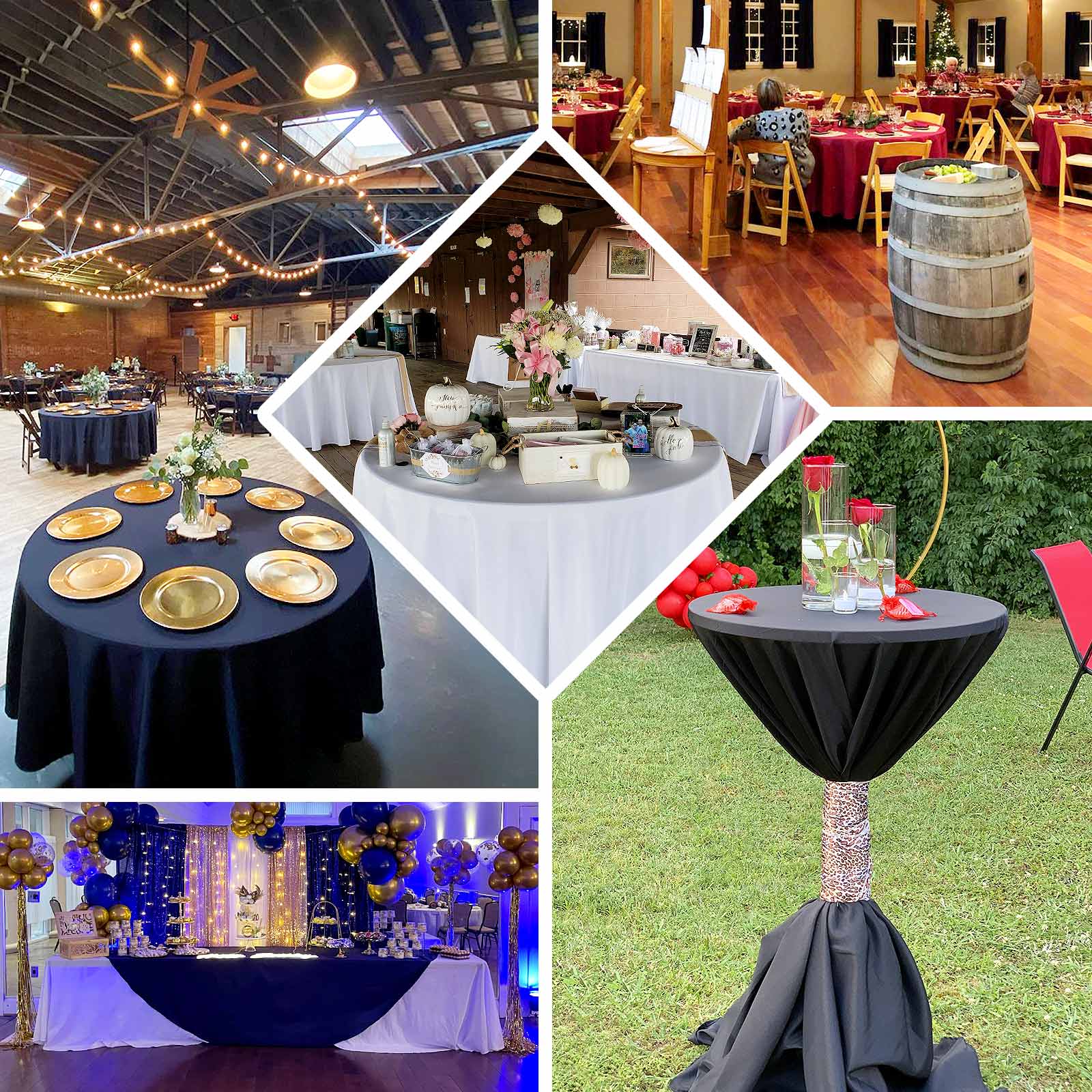 Premium Polyester 108" Round Tablecloth Champagne - Wrinkle-Resistant 220GSM Table Cover