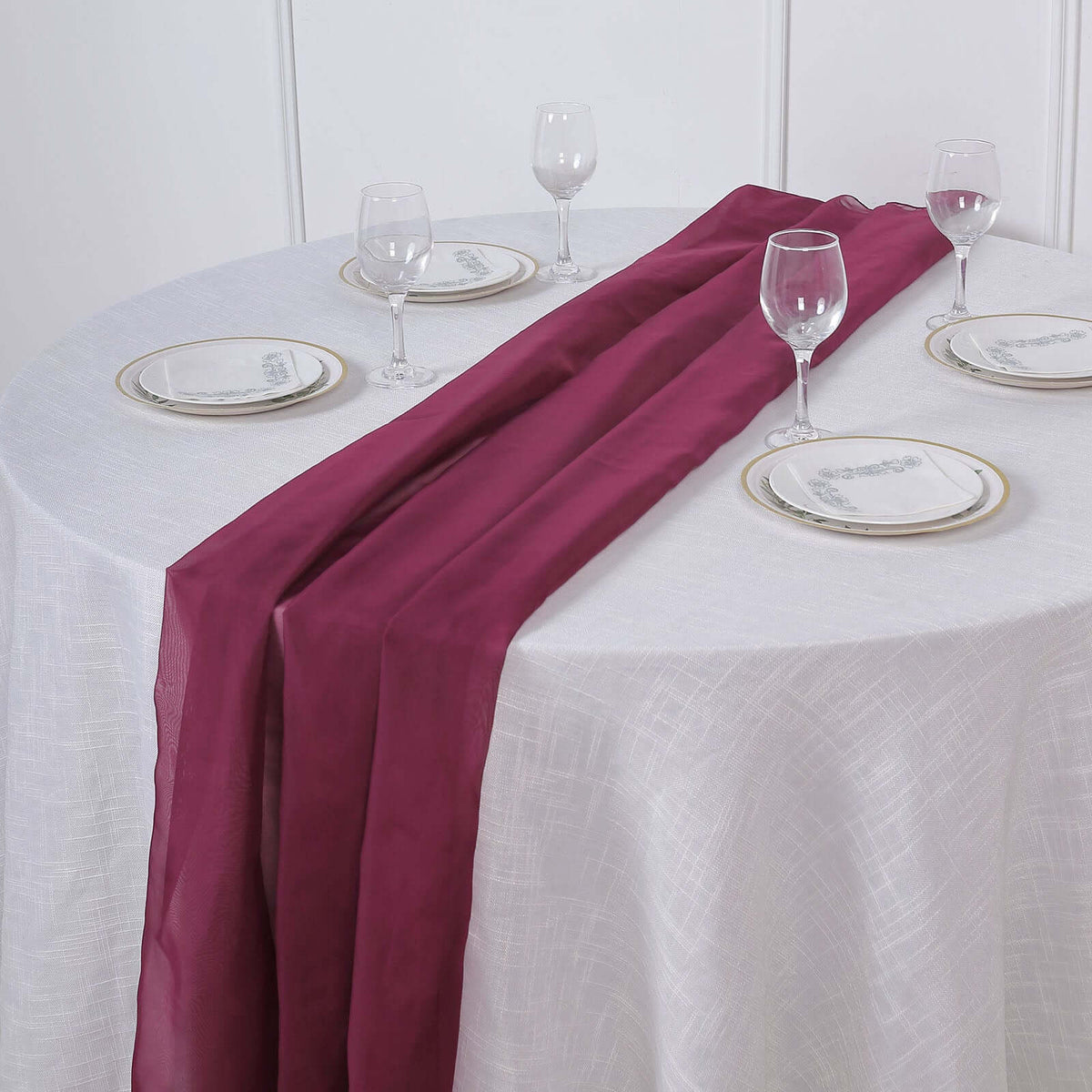 Chiffon 6ft Table Runner Burgundy - Flowy & Lightweight Table Decor