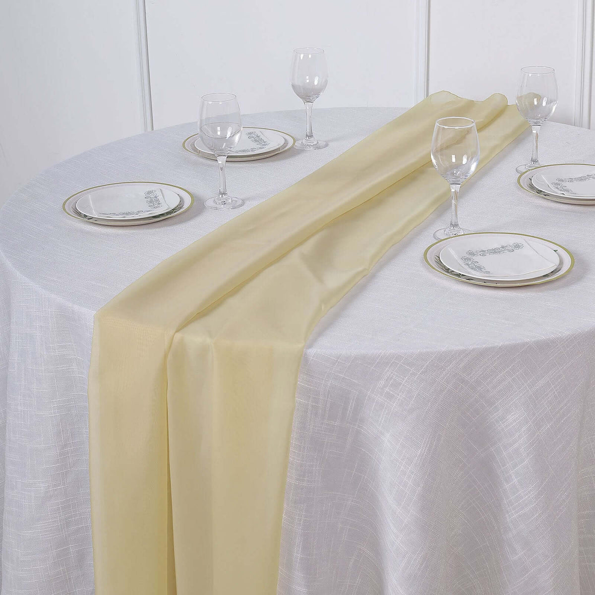 Chiffon 6ft Table Runner Champagne - Flowy & Lightweight Table Decor