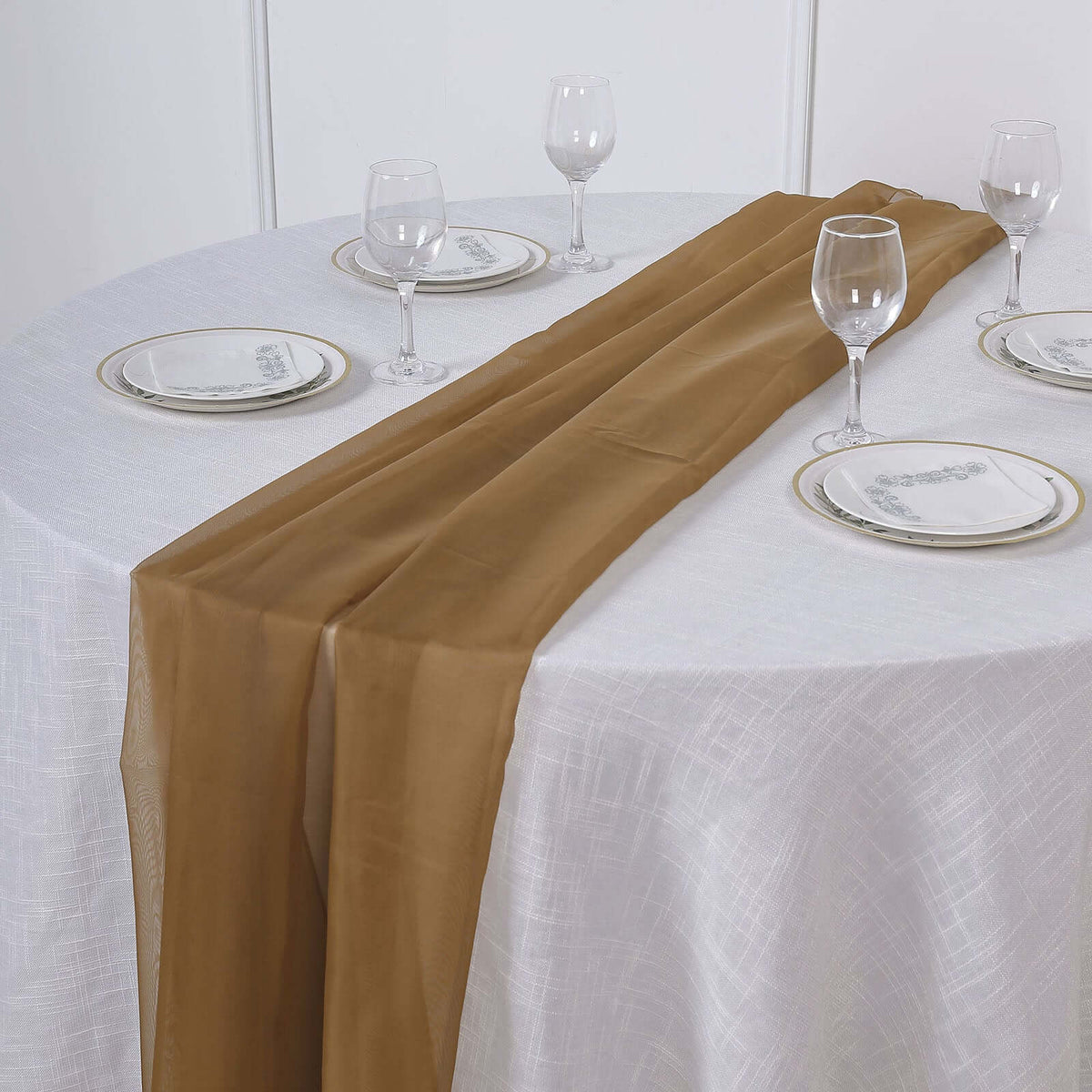 Chiffon 6ft Table Runner Gold - Chic Flowy & Lightweight Table Decor