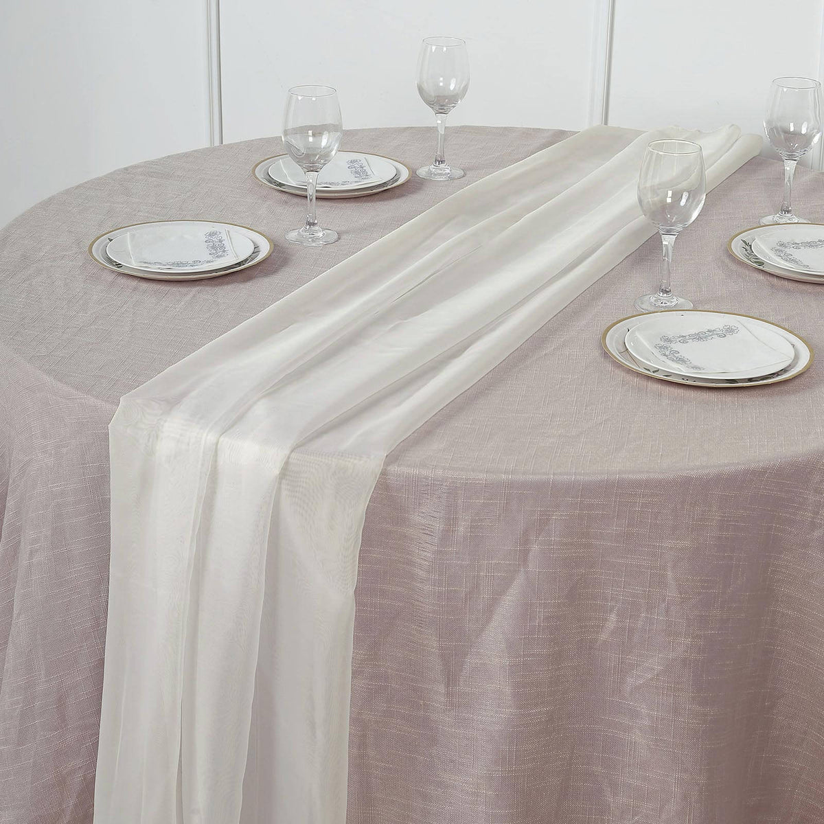 Chiffon 6ft Table Runner Ivory - Flowy & Lightweight Table Decor