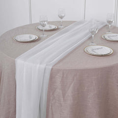 Chiffon 6ft Table Runner White - Chic Flowy & Lightweight Table Decor
