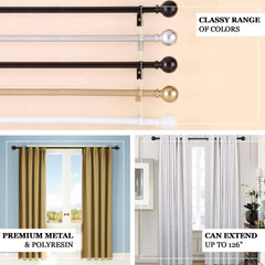 42"-126" Adjustable Curtain Rod Set, Bronze, Round Finials