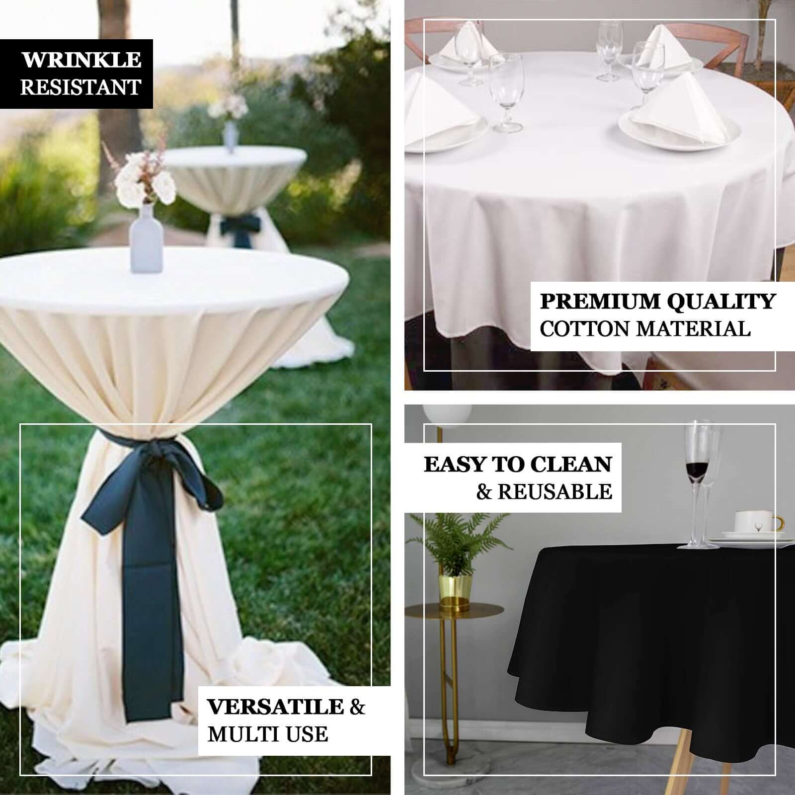 100% Cotton 70" Round Tablecloth White Linen - Sophisticated, Soft & Breathable Table Cover