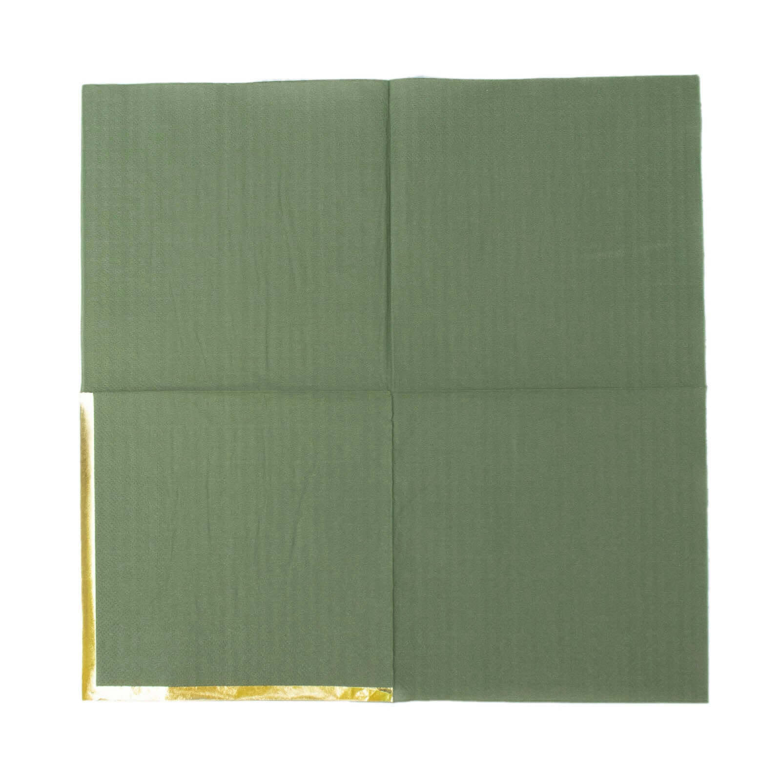50-Pack Paper Beverage Napkins with Gold Foil Olive Green - Disposable 2 Ply Cocktail Napkins for Events 6.5"x6.5"