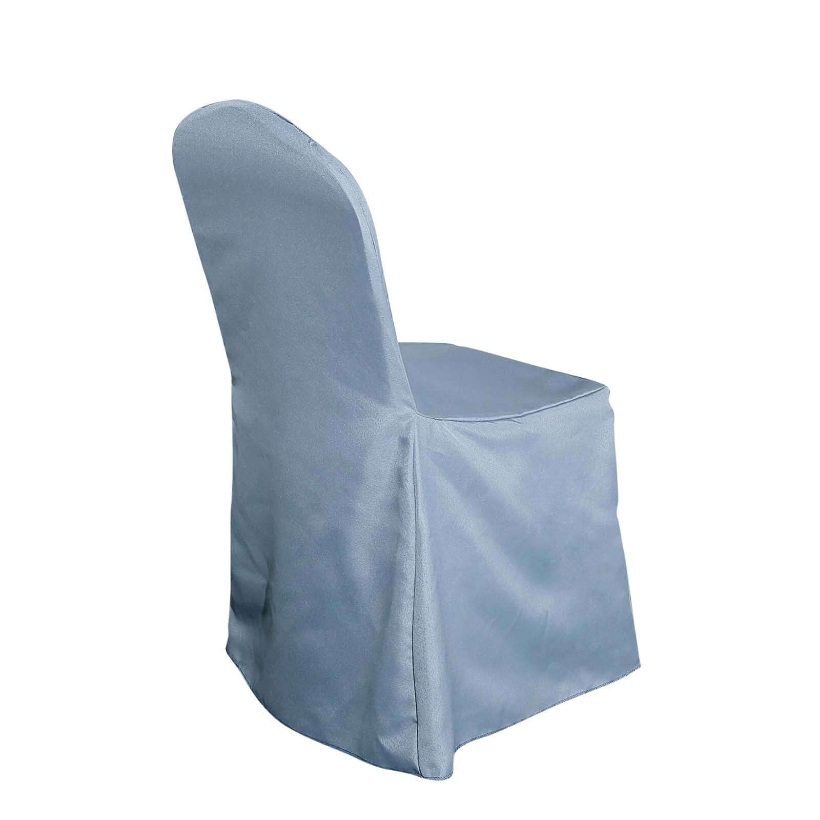 Polyester Slip On Banquet Chair Covers Dusty Blue - Stain-Resistant Reusable Durable Fabric