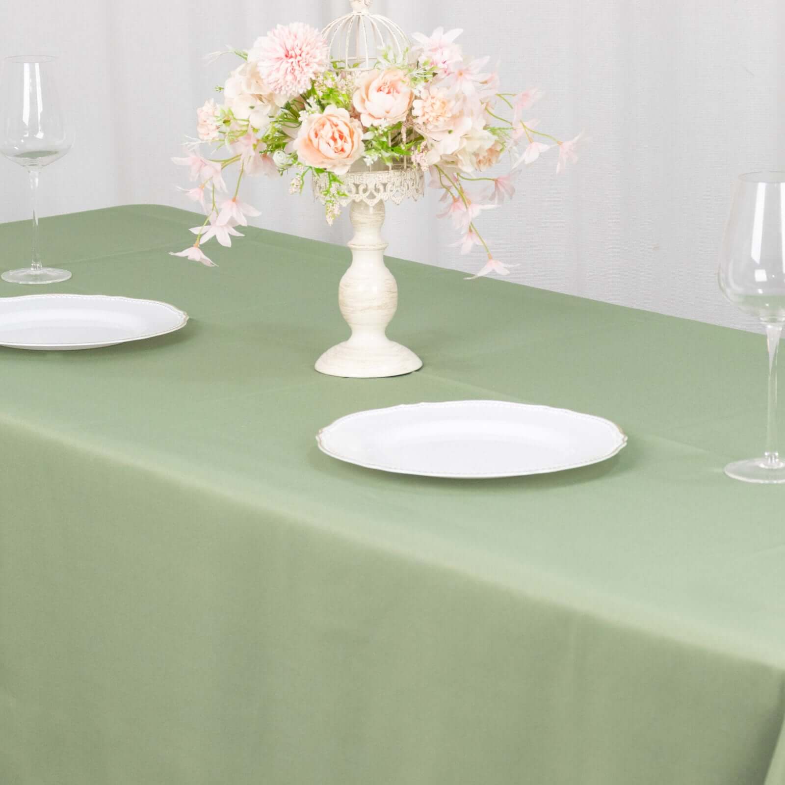 Premium Polyester 60"x102" Rectangle Tablecloth Dusty Sage Green - Durable 220GSM Wrinkle-Resistant Table Cover