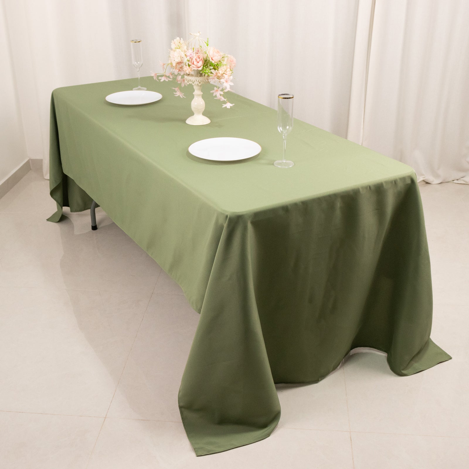 Premium Polyester 60"x126" Rectangle Tablecloth Dusty Sage Green - Stain-Resistant 220GSM Finish Table Cover