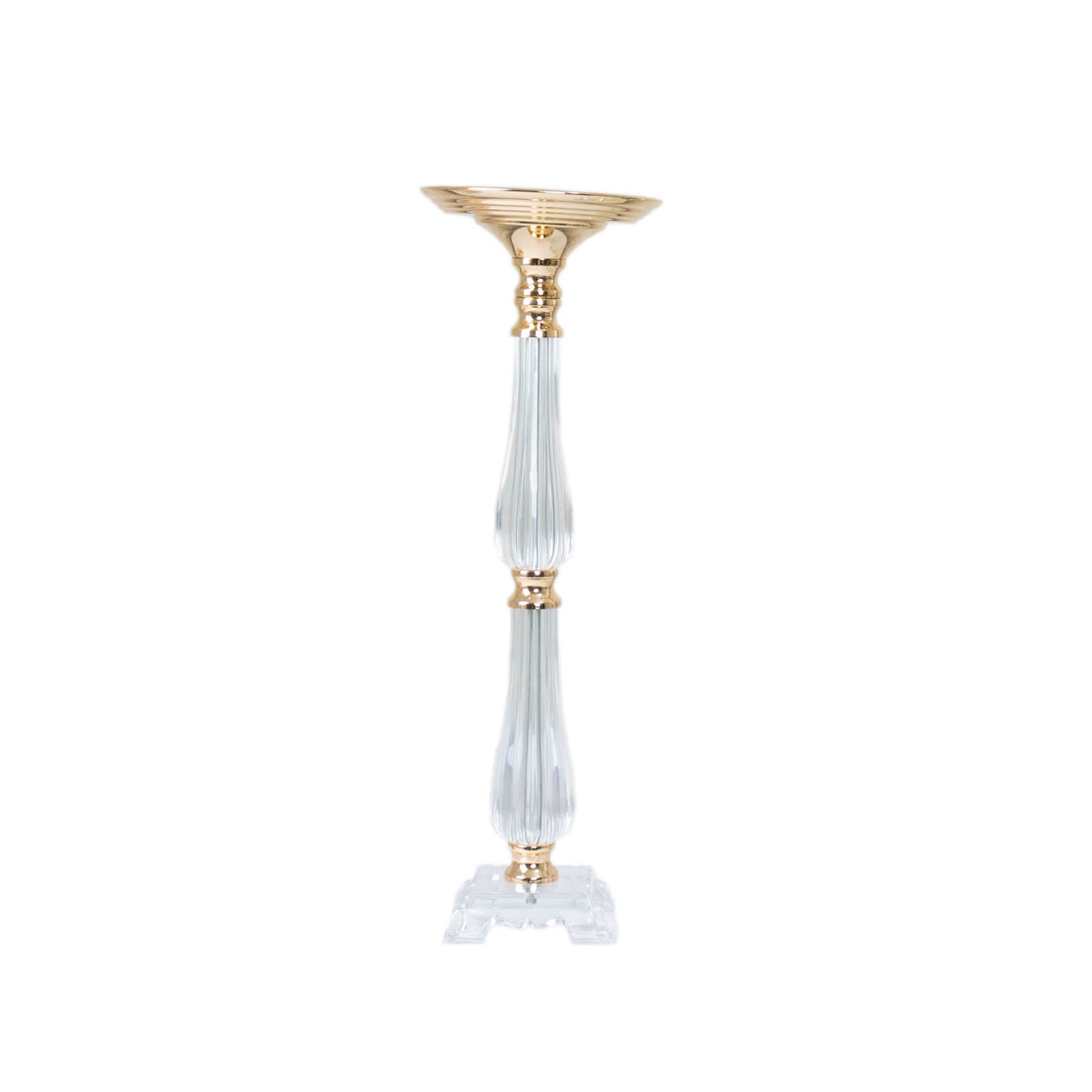 Acrylic Crystal Pillar Candle Stand Gold/Clear - Table Centerpiece and Wedding Flower Bowl Pedestal 24"