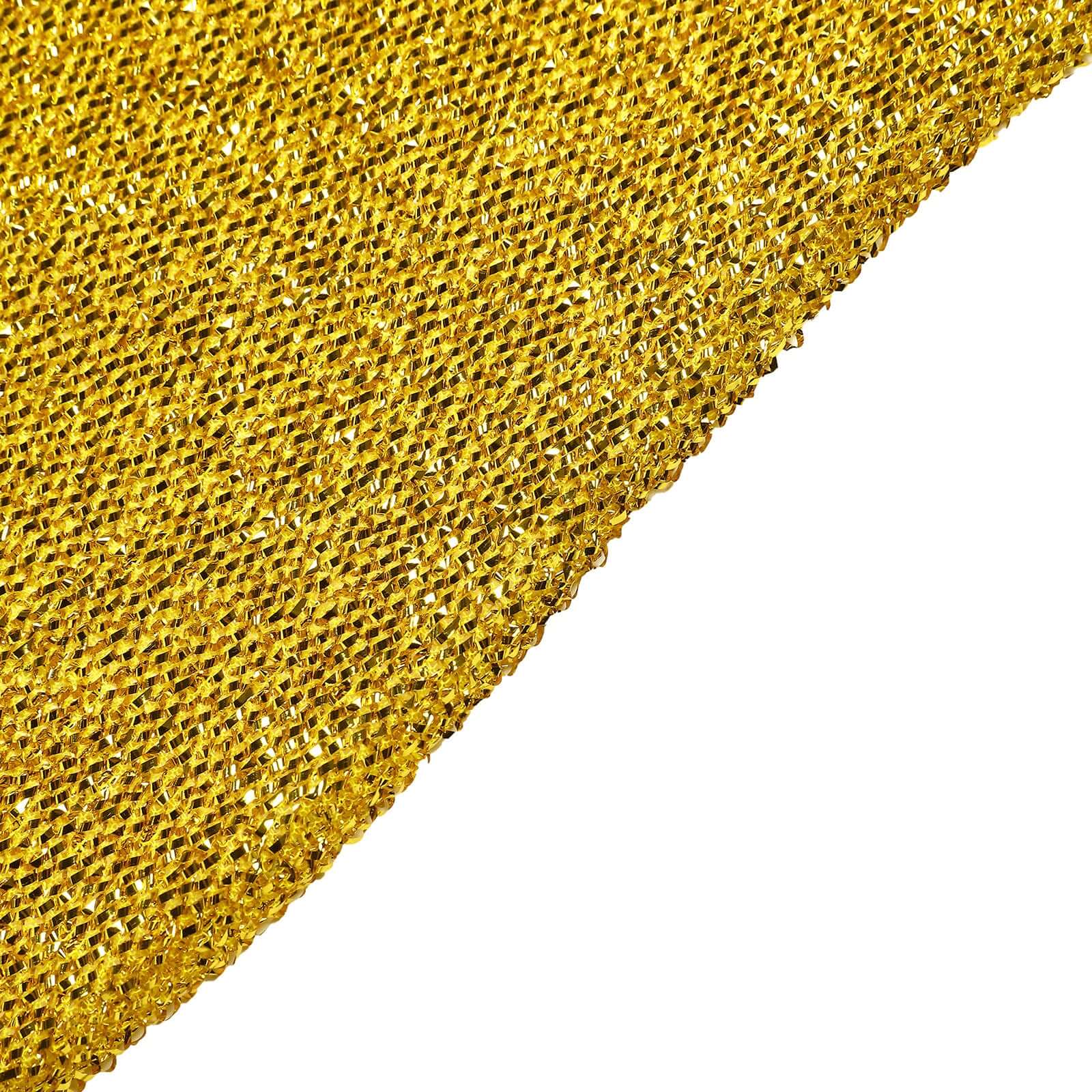 7.5ft Gold Metallic Shimmer Tinsel Spandex Round Wedding Arch Cover, 2-Sided Photo Backdrop