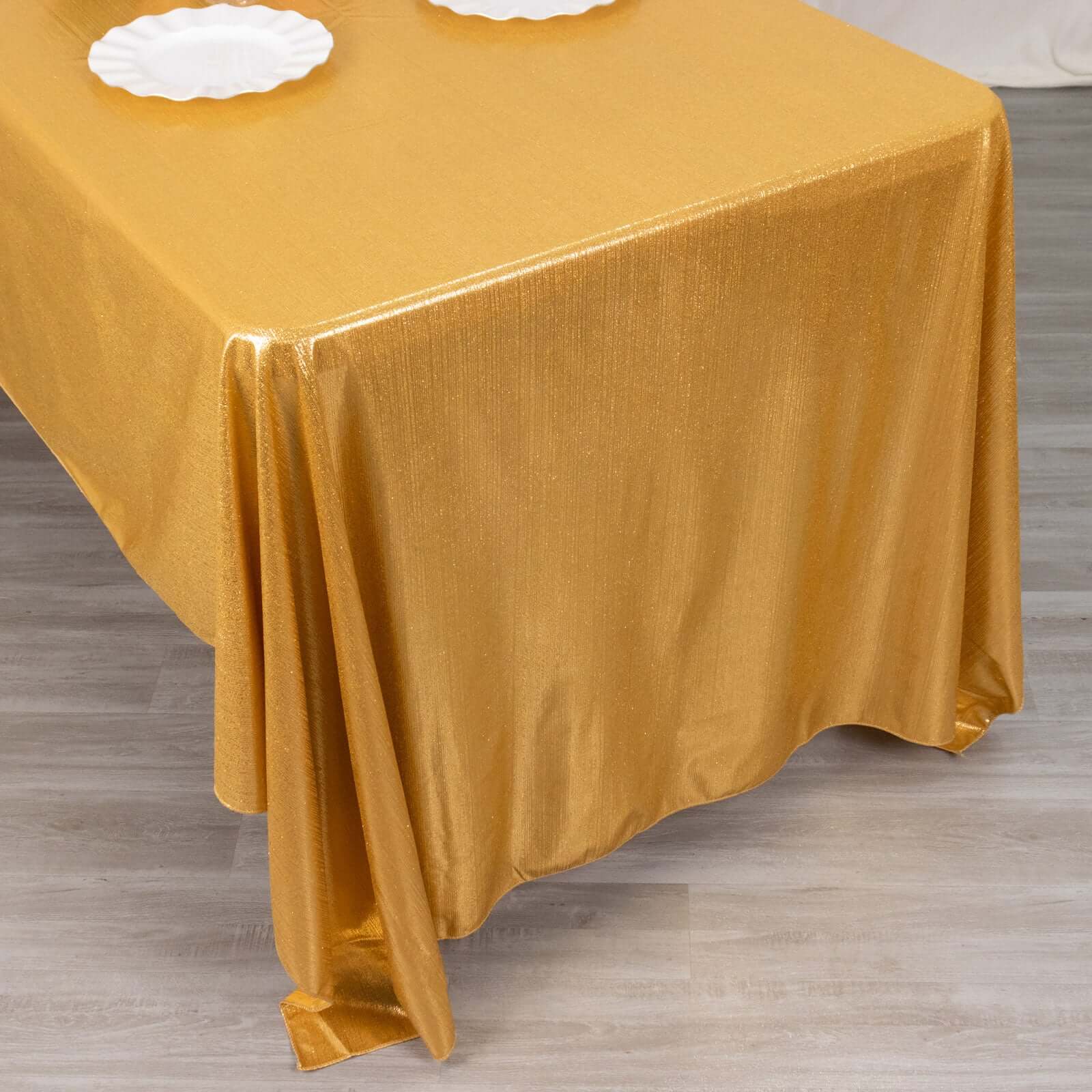 Sequin Dots Polyester 60"x126" Rectangle Tablecloth Shimmering Gold - Wrinkle Free & Sparkling Table Cover for Stylish Event Decor