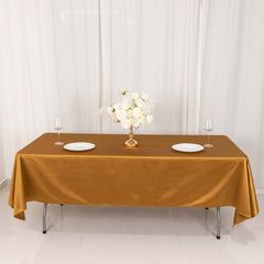 Scuba Rectangular 60"x102" Tablecloth Shimmering Gold - Wrinkle Free, Stain Resistant & Seamless Table Cover for Weddings and Parties