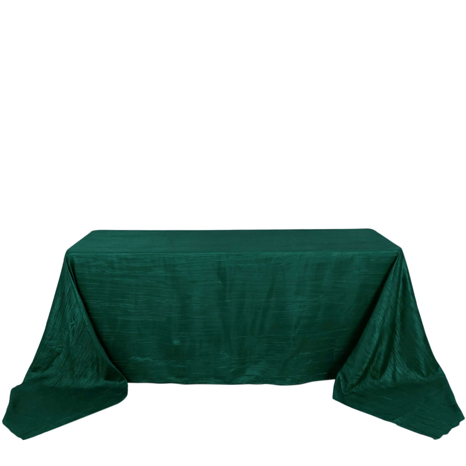 Taffeta 90"x156" Rectangle Tablecloth Hunter Emerald Green - Accordion Crinkle Seamless Table Cover