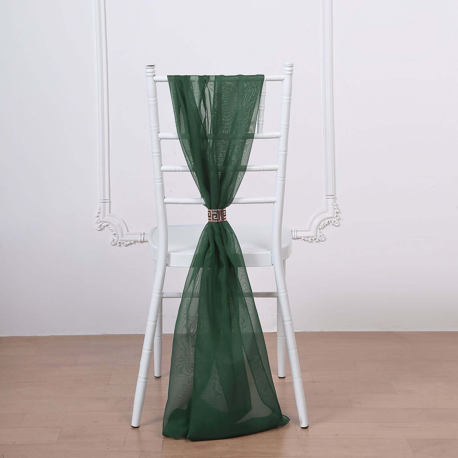 5 Pack Chiffon Chair Sashes Hunter Emerald Green - Soft & Lightweight Designer Chair Bows 22"x78"