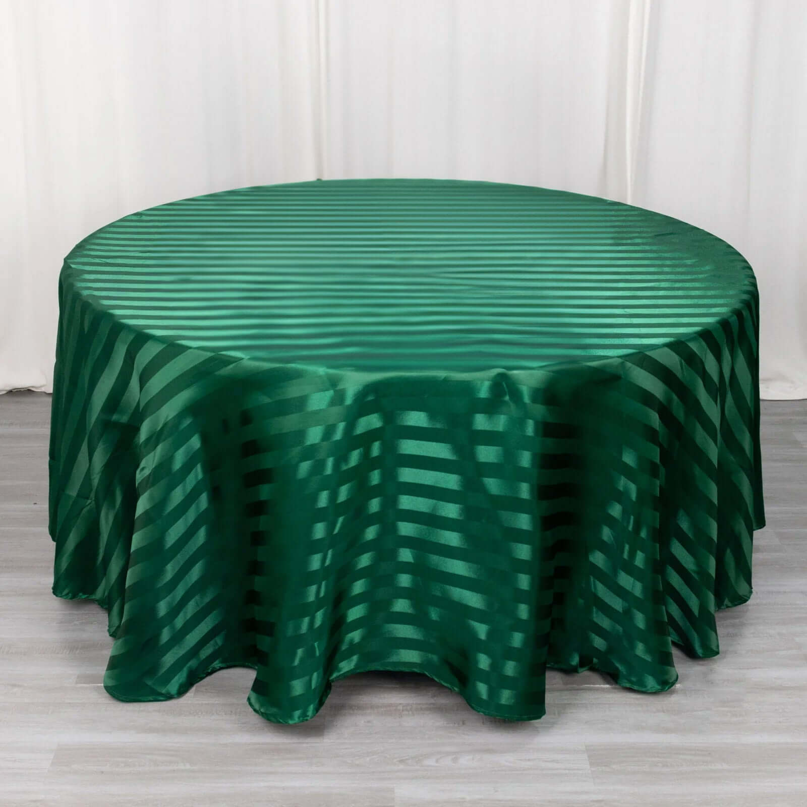 Satin Striped 120" Round Tablecloth Hunter Emerald Green - Silky Smooth Seamless Table Cover