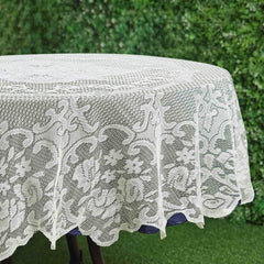 Lace 70" Round Tablecloth Ivory - Premium Design for Intimate Table Settings