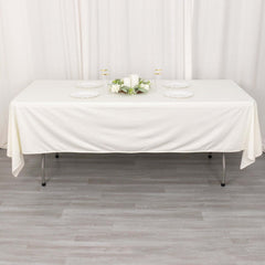 Scuba Rectangular 60"x102" Tablecloth Ivory - Wrinkle Free & Stain Resistant Table Cover