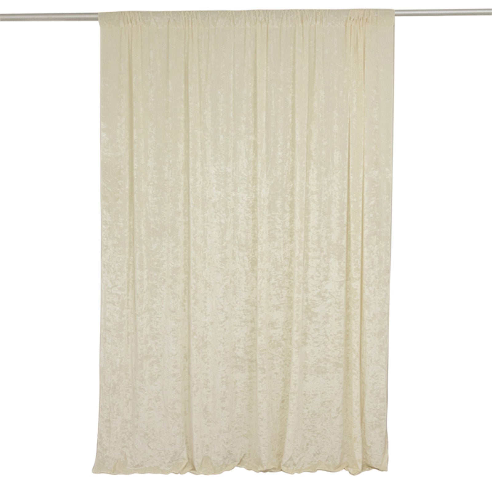 Ivory Crushed Velvet Backdrop Curtain – 8ft x 8ft Event Drape with Rod Pocket, Privacy Panel for Photo Booths & Events