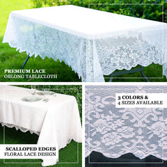 Lace 60"x108" Rectangular Oblong Tablecloth White - Premium Finish for Versatile Table Settings