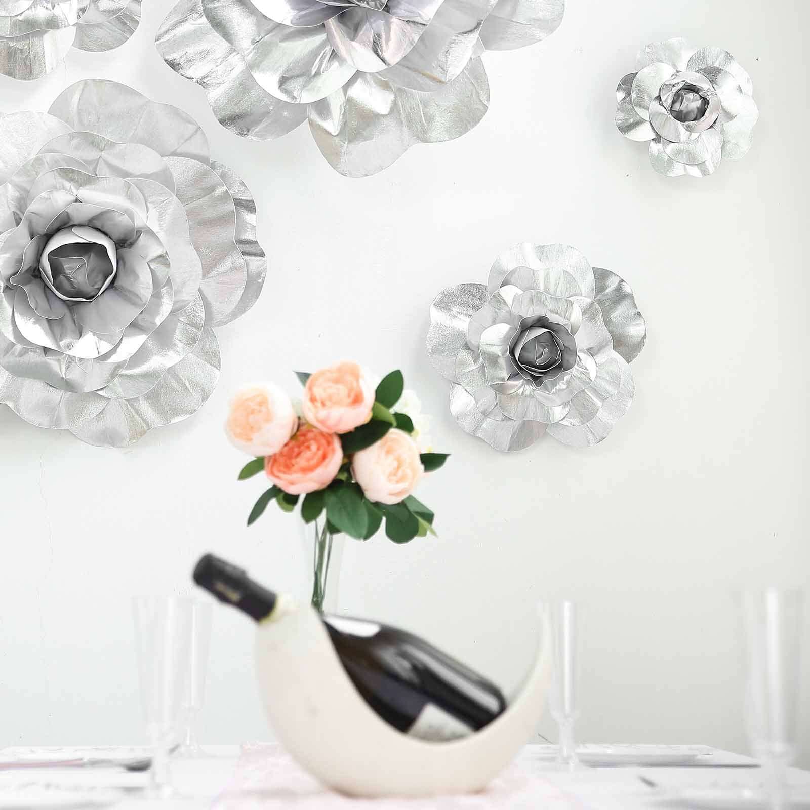 2 Pack 24" Large Silver Real Touch Artificial Foam DIY Craft Roses