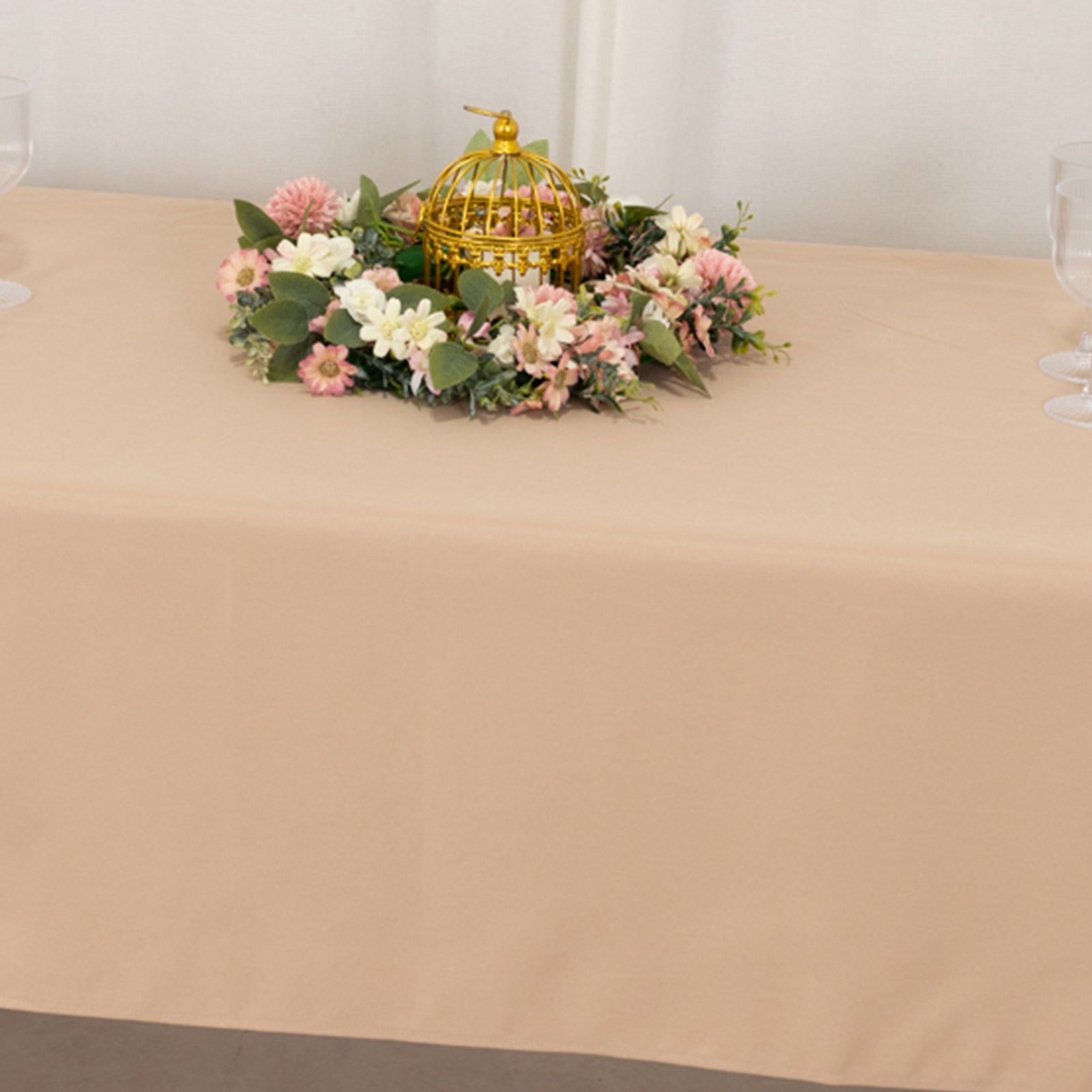 Premium Polyester 60"x126" Rectangle Tablecloth Nude - Stain-Resistant 220GSM Finish Table Cover