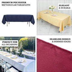 Premium Polyester 60"x102" Rectangle Tablecloth Navy Blue - Durable 220GSM Wrinkle-Resistant Table Cover