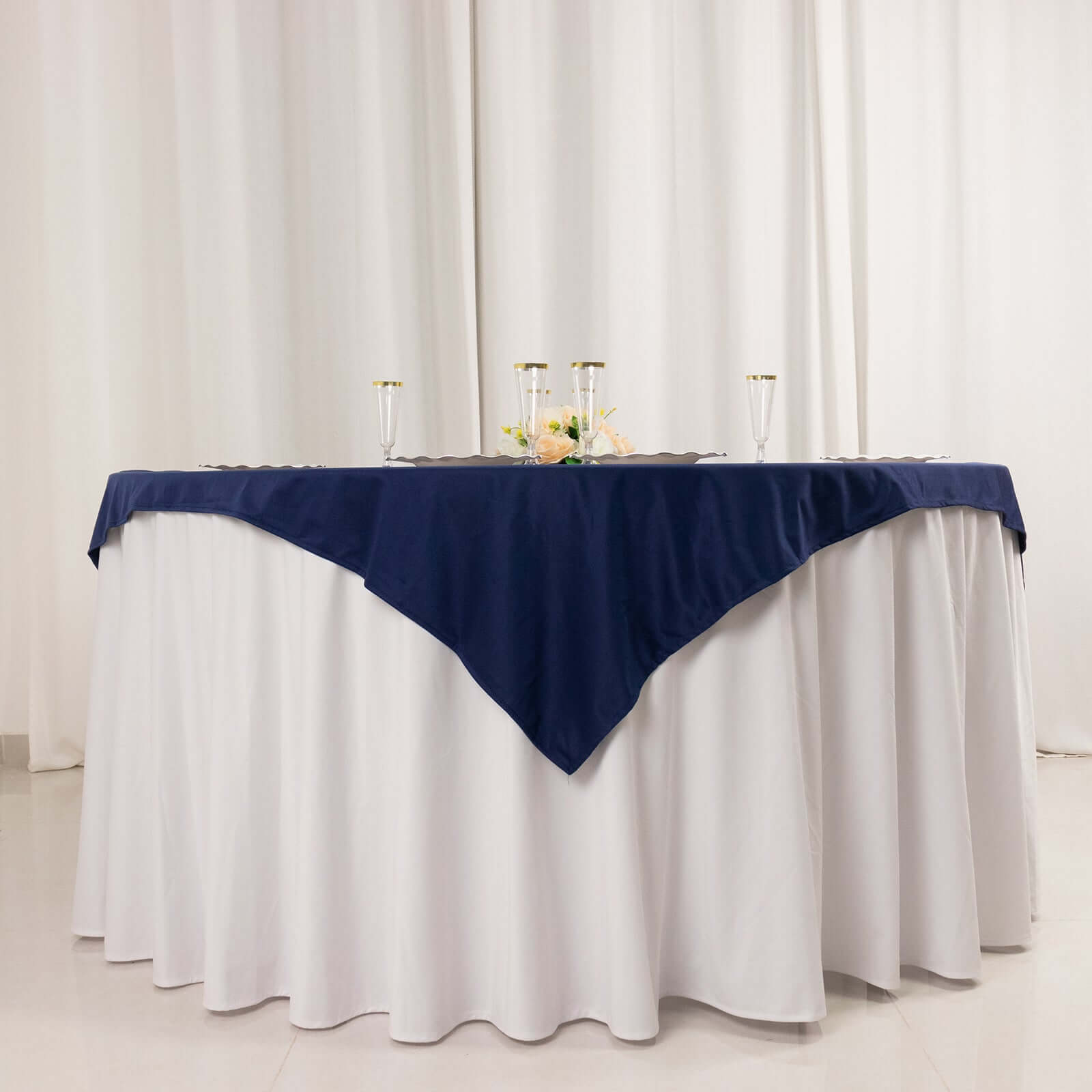Scuba 54"x54" Table Overlay Square Tablecloth Navy Blue - Wrinkle Free & Stain Resistant Table Cover
