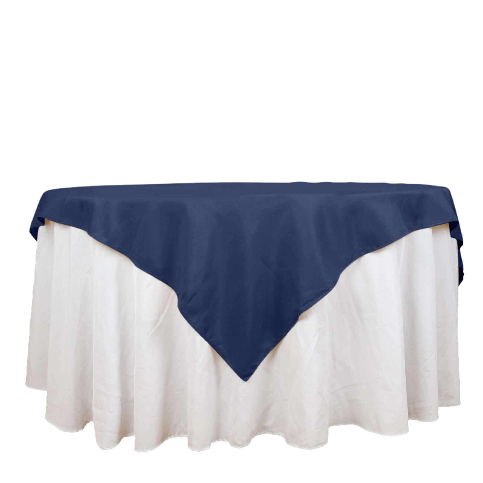 Premium Polyester 70"x70" Table Overlay Square Tablecloth Navy Blue 220GSM Wrinkle-Resistant Table Cover