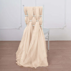 5 Pack Chiffon Chair Sashes Nude - Soft & Lightweight Designer Chair Bows 22"x78"