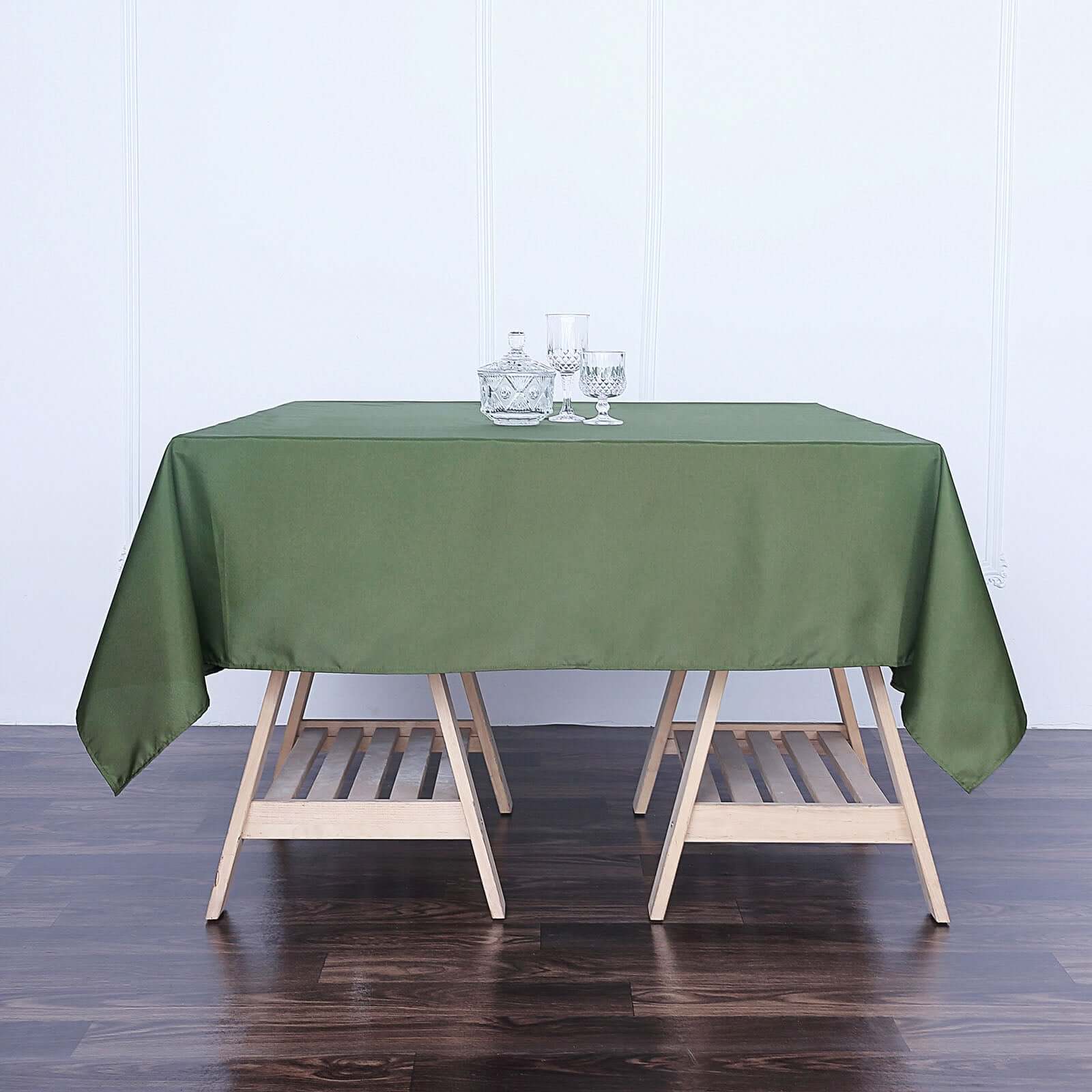 Polyester Square 70"x70" Tablecloth Olive Green - Wrinkle-Resistant & Durable Table Cover