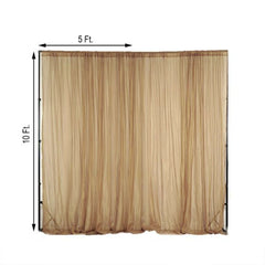 2 Pack Gold Sheer Chiffon Event Curtain Drapes, Durable Flame Resistant Organza Backdrop Event Panels With Rod Pockets - 10ftx10ft
