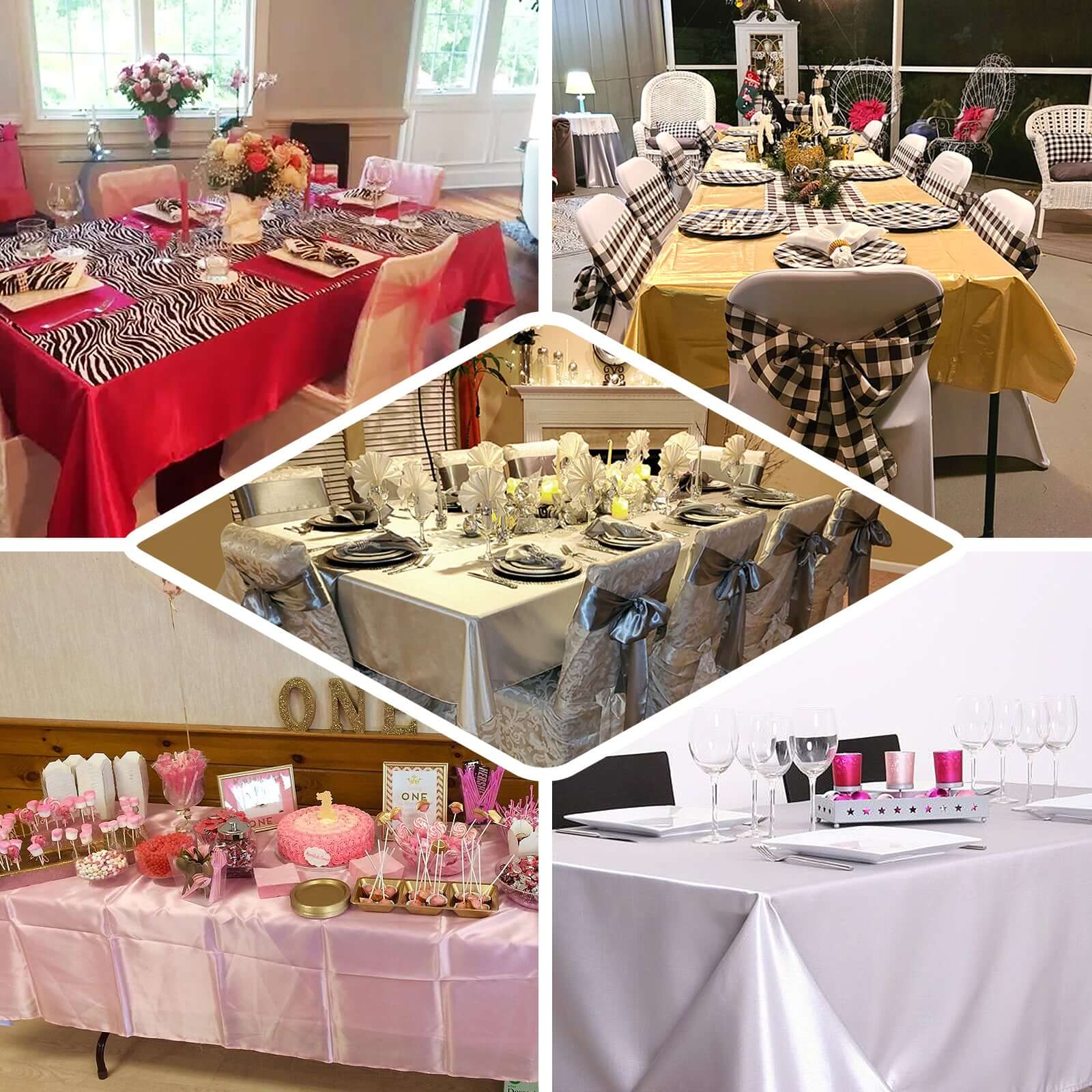 Satin Rectangular 60"x102" Tablecloth Pink - Smooth and Lustrous Table Cover