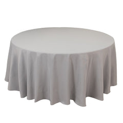 Premium Polyester 108" Round Tablecloth Silver - Wrinkle-Resistant 220GSM Table Cover