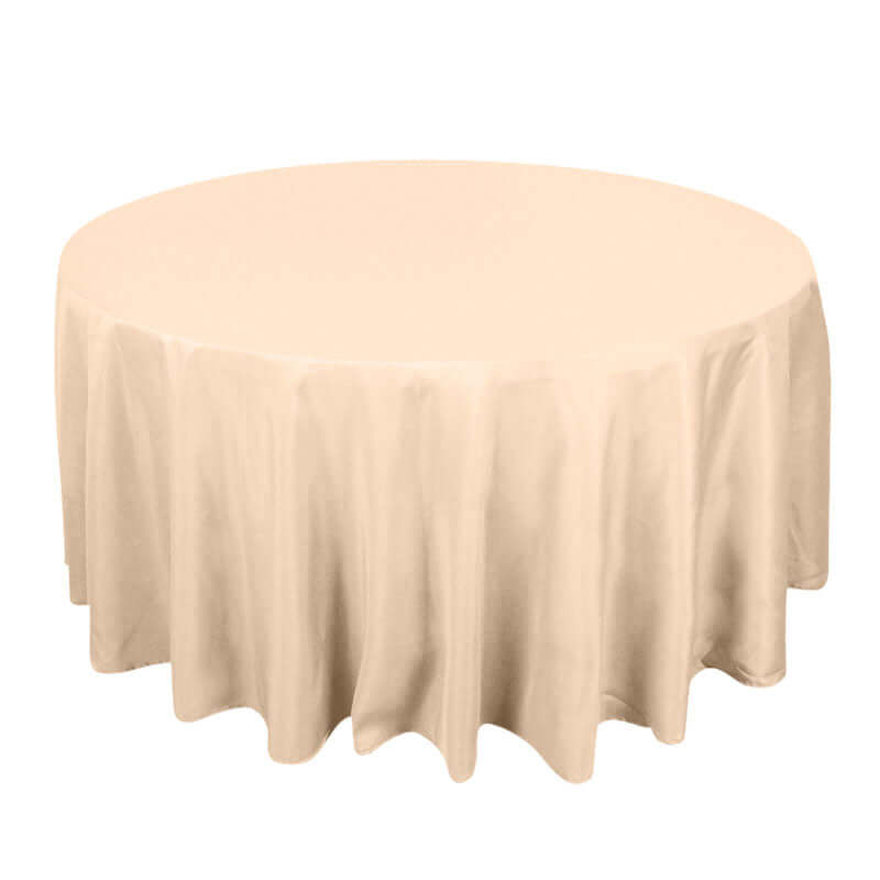 Premium Polyester 120" Round Tablecloth Beige - Seamless 220GSM Wrinkle-Resistant Table Cover