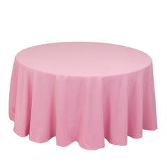 Premium Polyester 120" Round Tablecloth Pink - Seamless 220GSM Wrinkle-Resistant Table Cover