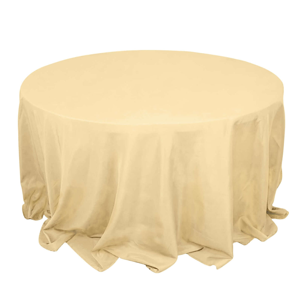 Premium Polyester 132" Round Tablecloth Champagne - Seamless 220GSM Wrinkle-Resistant Table Cover