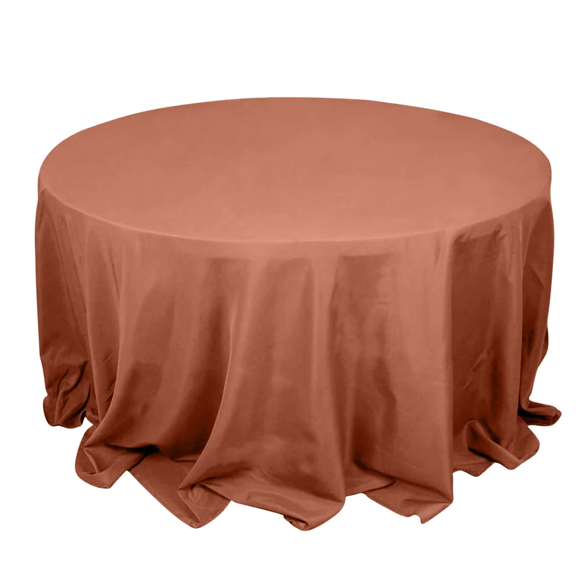 Premium Polyester 132" Round Tablecloth Terracotta (Rust) - Seamless 220GSM Wrinkle-Resistant Table Cover