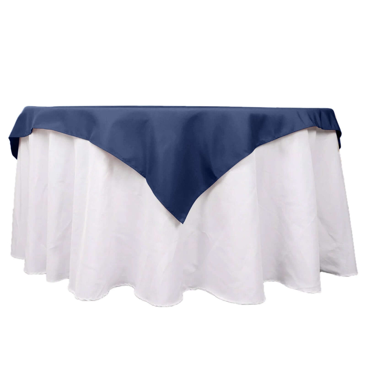 Premium Polyester 54"x54" Table Overlay Square Tablecloth Navy Blue - Stain and Wrinkle-Resistant 220GSM Table Topper