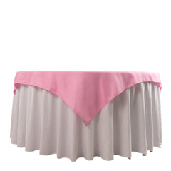 Premium Polyester 54"x54" Table Overlay Square Tablecloth Pink - Stain and Wrinkle-Resistant 220GSM Table Topper
