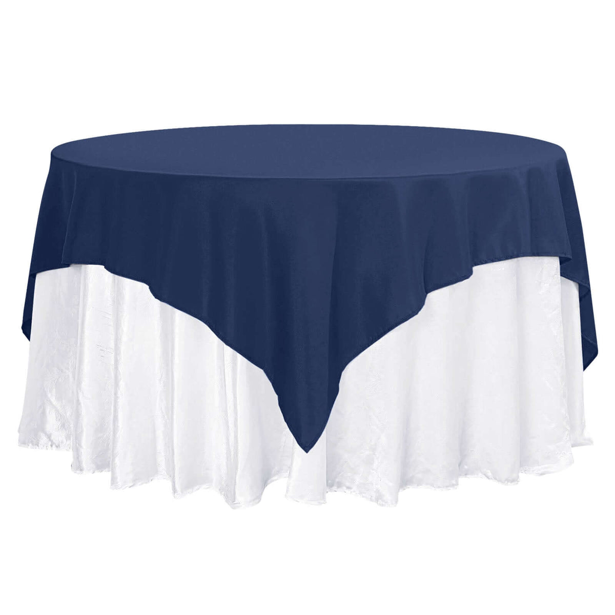 Premium Polyester 70"x70" Table Overlay Square Tablecloth Navy Blue 220GSM Wrinkle-Resistant Table Cover