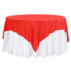 Premium Polyester 70"x70" Table Overlay Square Tablecloth Red 220GSM Wrinkle-Resistant Table Cover