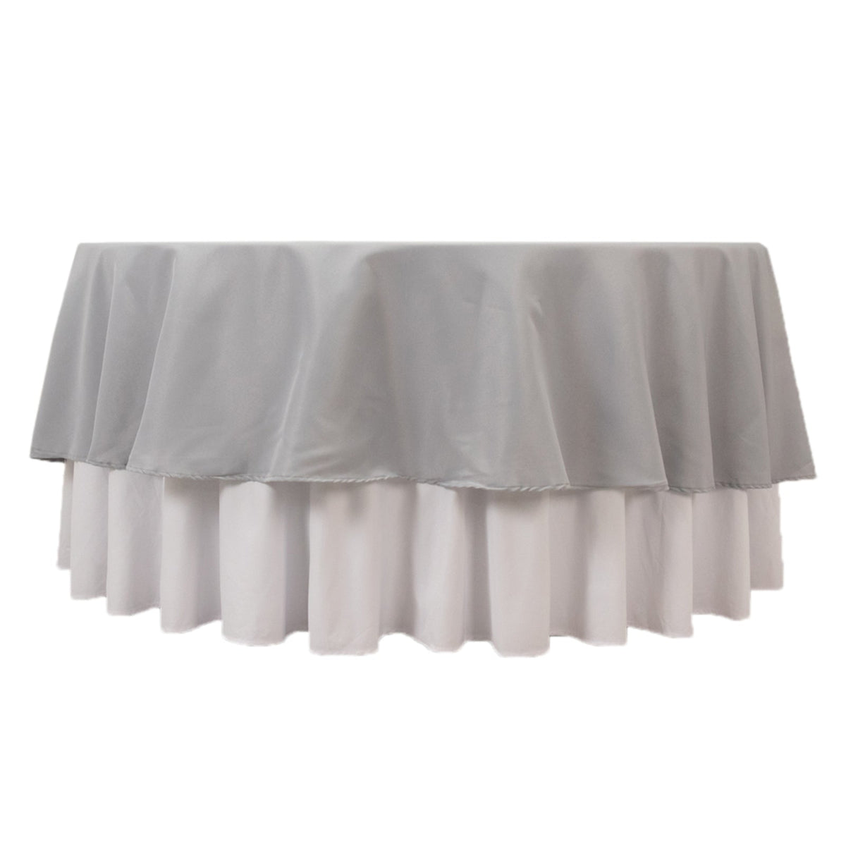 Premium Polyester 90" Round Tablecloth Silver - Stain and Wrinkle-Resistant Design with 220GSM Thickness Table Cover